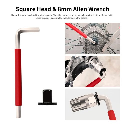 Bike Cassette Removal Tool, 5 Pcs Bike Chain Tool Kit with Chain Whip Auxiliary Wrench Bicycle Cassette Lock Ring Removal Freewheel Remover Wrench Sprocket Remover