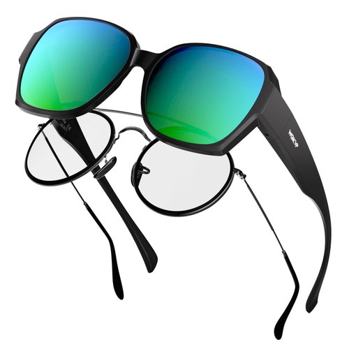 WGKVP Polarized Sunglasses, Lightweight & Impact-Resistant glasses, UV400 Protection glasses for men and women (Matte Black Green)