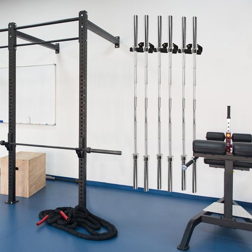 YZZHAJ Olympic Barbell Hanger,Garage Gym Bar Wall Rack,Vertical Barbell Mount Rack,Double Barbell Holder Wall Mount,Space Saving Commercial or Home Gym Accessory,Holds 33mm Bar (2 hook black)