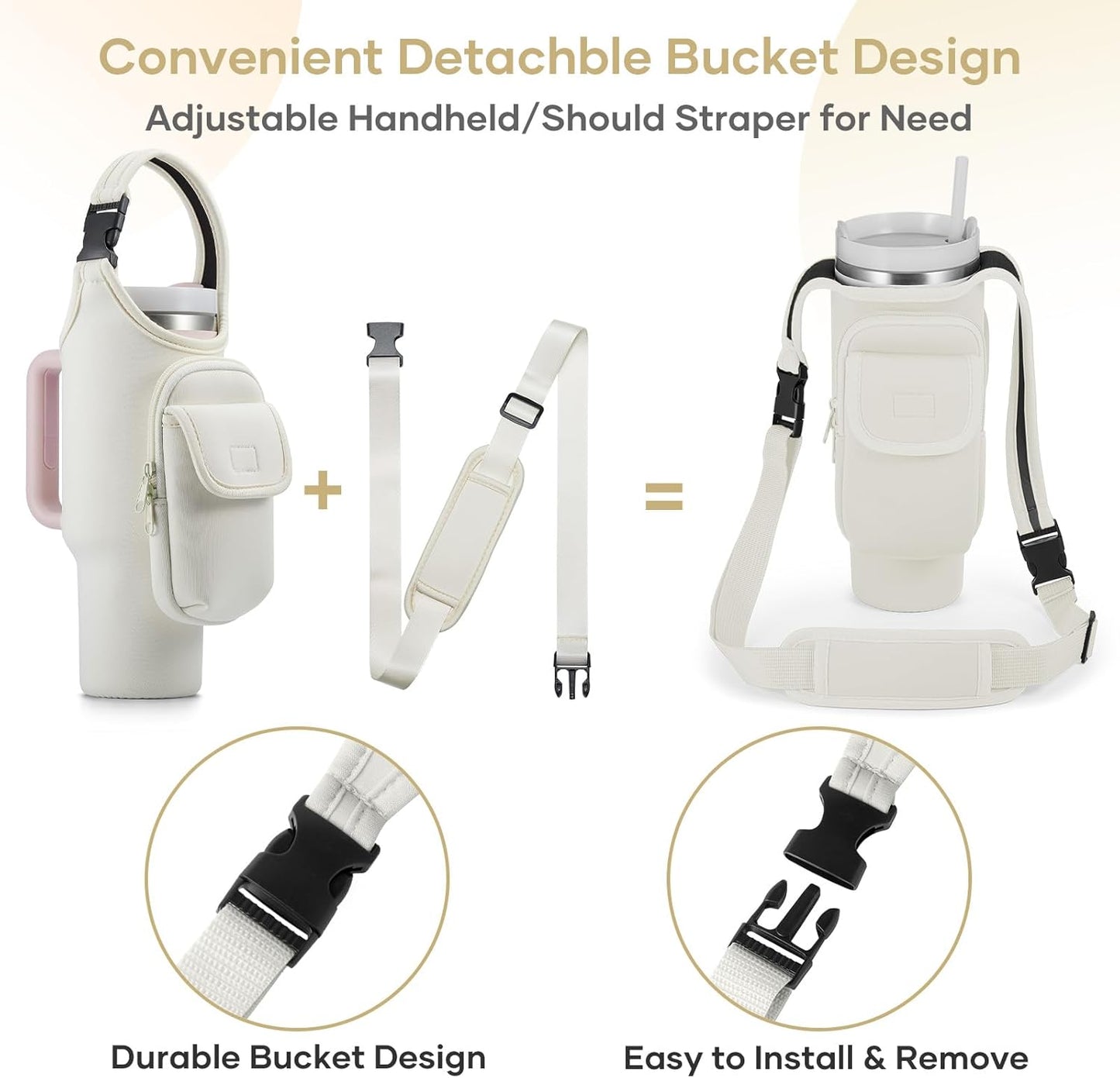 Insulated Neoprene Carrier Bag for Stanley 40/30oz Tumbler | Phone & Flap Pockets