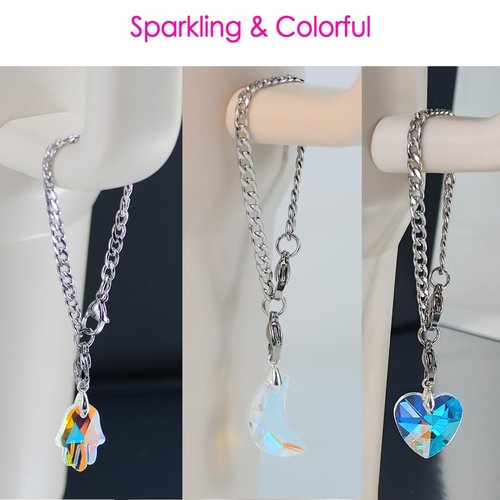 ESWEUOOM Silver Moon and Star Heart Love Charms for Stanley Cup, Diamond Accessories for 40 oz 30 oz, Cute Women Bling Tumbler Charms, 4 Pack Water Pendant for Handle Chain (Heart)