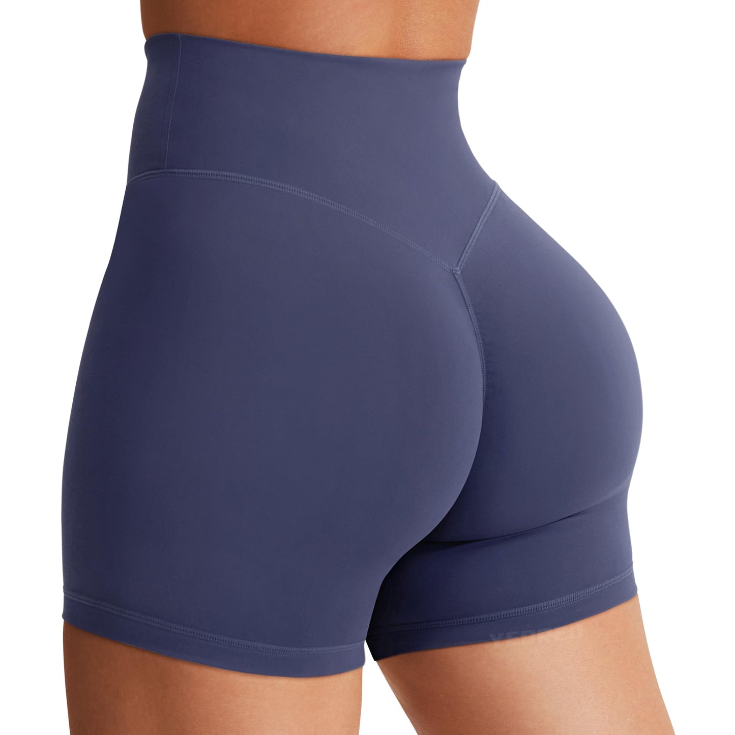 YEOREO Women's Biker Shorts 4.5" / 6" Workout Gym Shorts Craze High Waist Tummy Control Hidden Scrunch Running Yoga Shorts Deep Cobalt XL