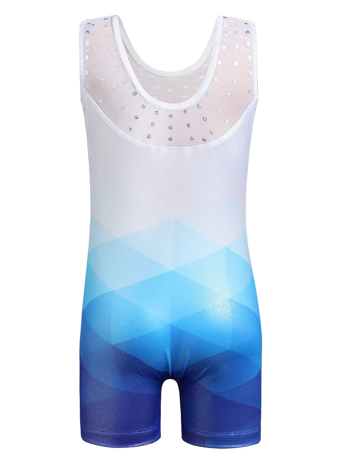 Belovance Leotards for Girls Gymnastics Unicorn Athletic Dance Wear Shiny Rainbow Blue Hotpink (White Blue, 6-7 Years)