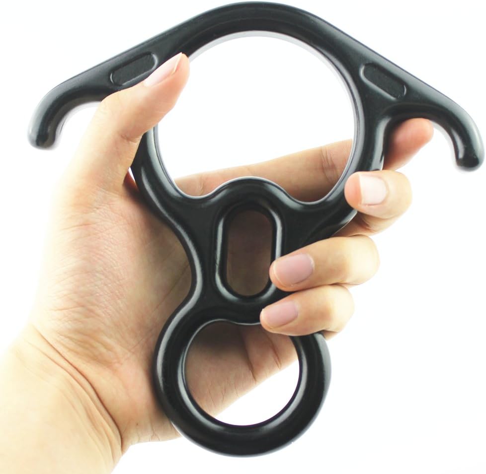 PROND Terminal 8 Descender, Rescue Figure 8 Descender with Lock Off Ears, 50KN Aluminum Alloy Bent-Ear Descender for Climbing Rescuing Or Escaping Descender, Climbing Belay & Rappel Equipment