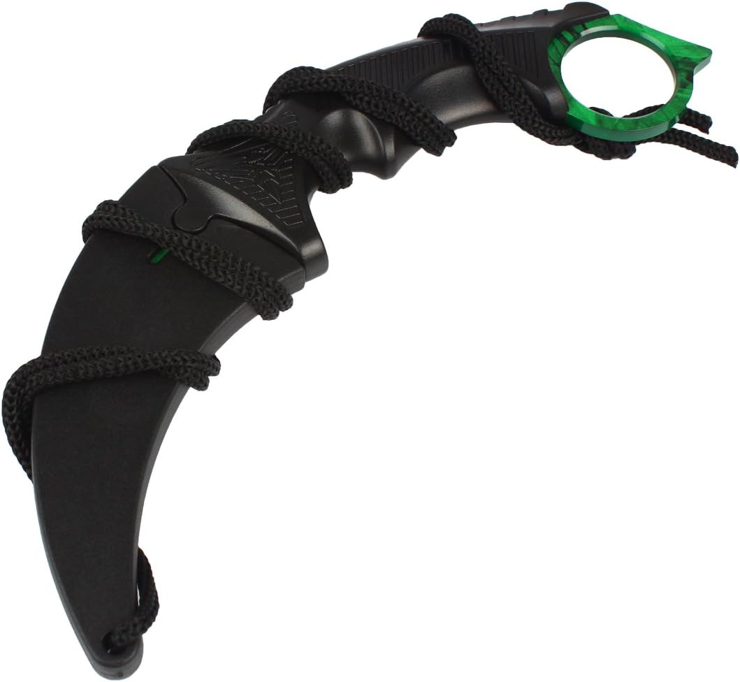 Andux Karambit with Holes Camping Hunting Tool with Cord ZD-02 (Grass Green)