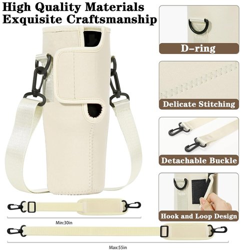 Water Bottle Holder With Strap For Stanley 40 Oz Tumbler,Stanley Cup Holder With Strap With Phone Pocket,Stanley Cup Carrier With 4 Pack Silicone Cowboy Hat Straw Cover,Tumbler Stanley Cup Accessories