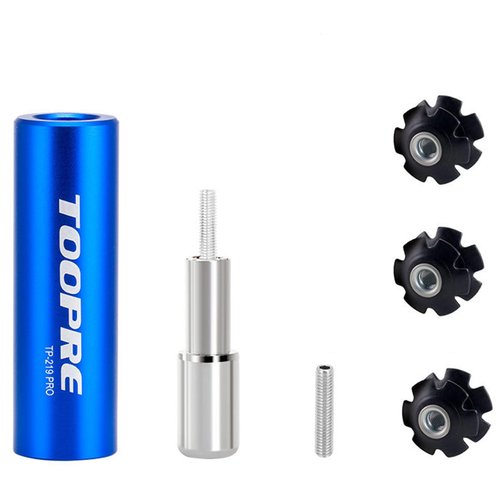 PETCHOR Bike Bicycle Fork Star Nut Setting Tool, MTB Star Nut Tool with 2 Spare Special Screws and 3 Star Nuts, Blue（for 7/8",1",1-1/8"）