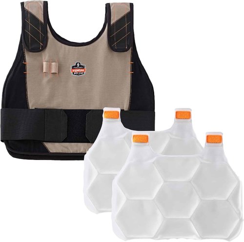 Ergodyne unisex adult + Premium FR Phase Change Cooling Vest Packs, Orange, Small-Medium US