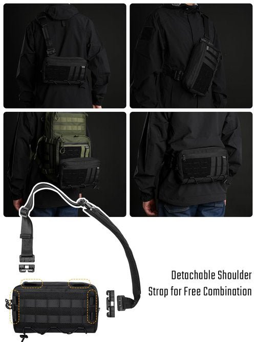 TACTICAL_GEEK Cache L3C EDC Sling Bag Chest, Lightweight Shoulder Daypack, Travel Hiking Concealed Carry, Crossbody Bag, Tactical Backpack, Hiking Ambidextrous Strap (1000D-Black)