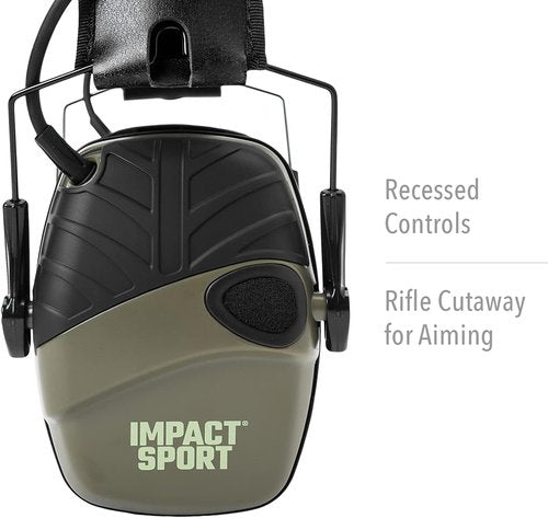 Howard Leight R-01526-PK2 by Honeywell Impact Sport Sound Amplification Electronic Shooting Earmuff, Green 2-Pack