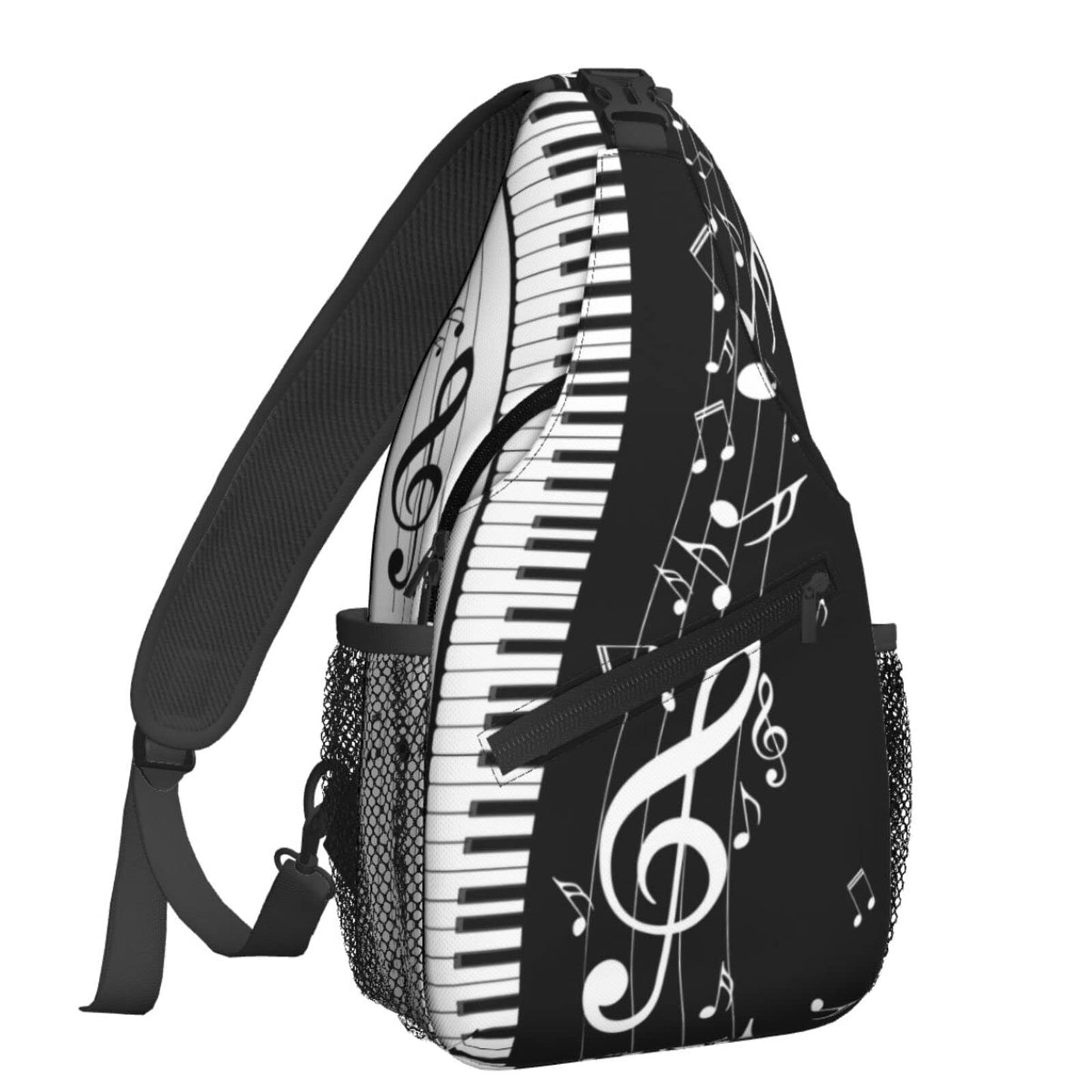 NiuKom Piano Keys Music Note Sling Backpack Crossbody Sling Bag for Women Men Shoulder Bag Travel Hiking Daypack