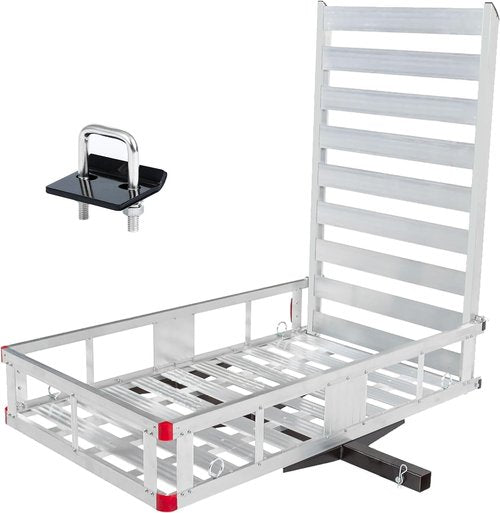 MaxxHaul 50945 50 inch x 29.5 inch Trailer Hitch Mount Aluminum Mobility Carrier with 47 inch Ramp and Hitch Tightener for RV Trucks SUV Vans Cars - 500 lb. Capacity