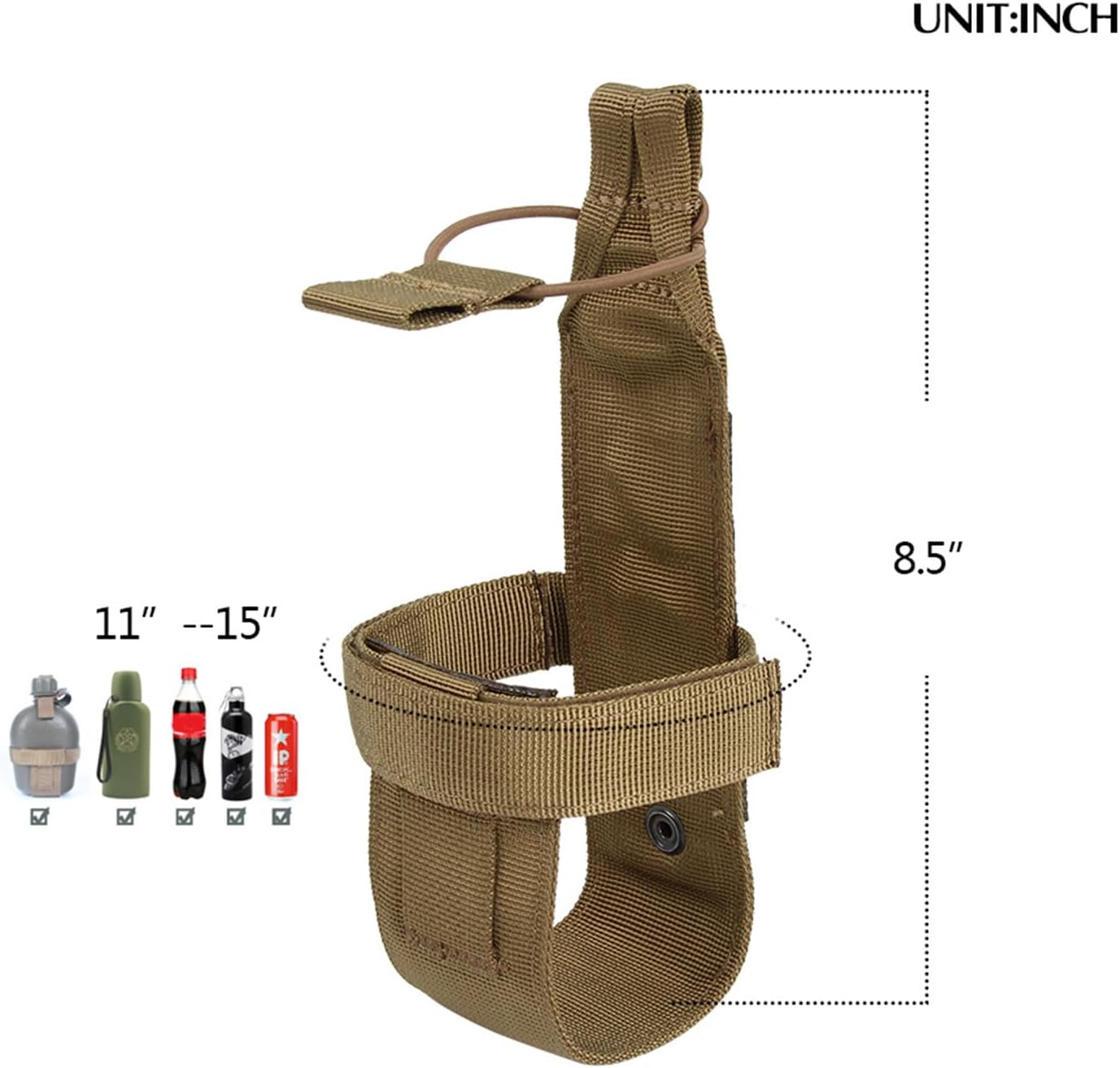 EXCELLENT ELITE SPANKER Tactical Military Portable Belt Bottle Holder Pouch Molle Adjust EDC Water Bottle Carrier for Hunting Walking Running Traveling