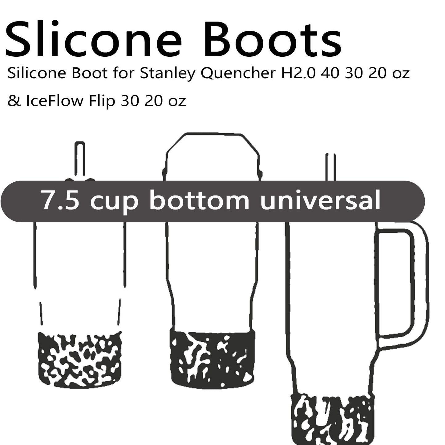 Gliquran Skull Protective Silicone Boot for Stanley Quencher H2.0 40 30 20 oz & IceFlow Flip 30 20 oz,Punk Water Bottle Boots Accessories
