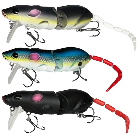 3Pcs Premium Topwater Mouse Fishing Lures for Bass, Bionic Rat Bait,Realistic Bass Attractor - Ideal for Bass Trout, Catfish, Pike, Perch, for Freshwater Saltwater Angling