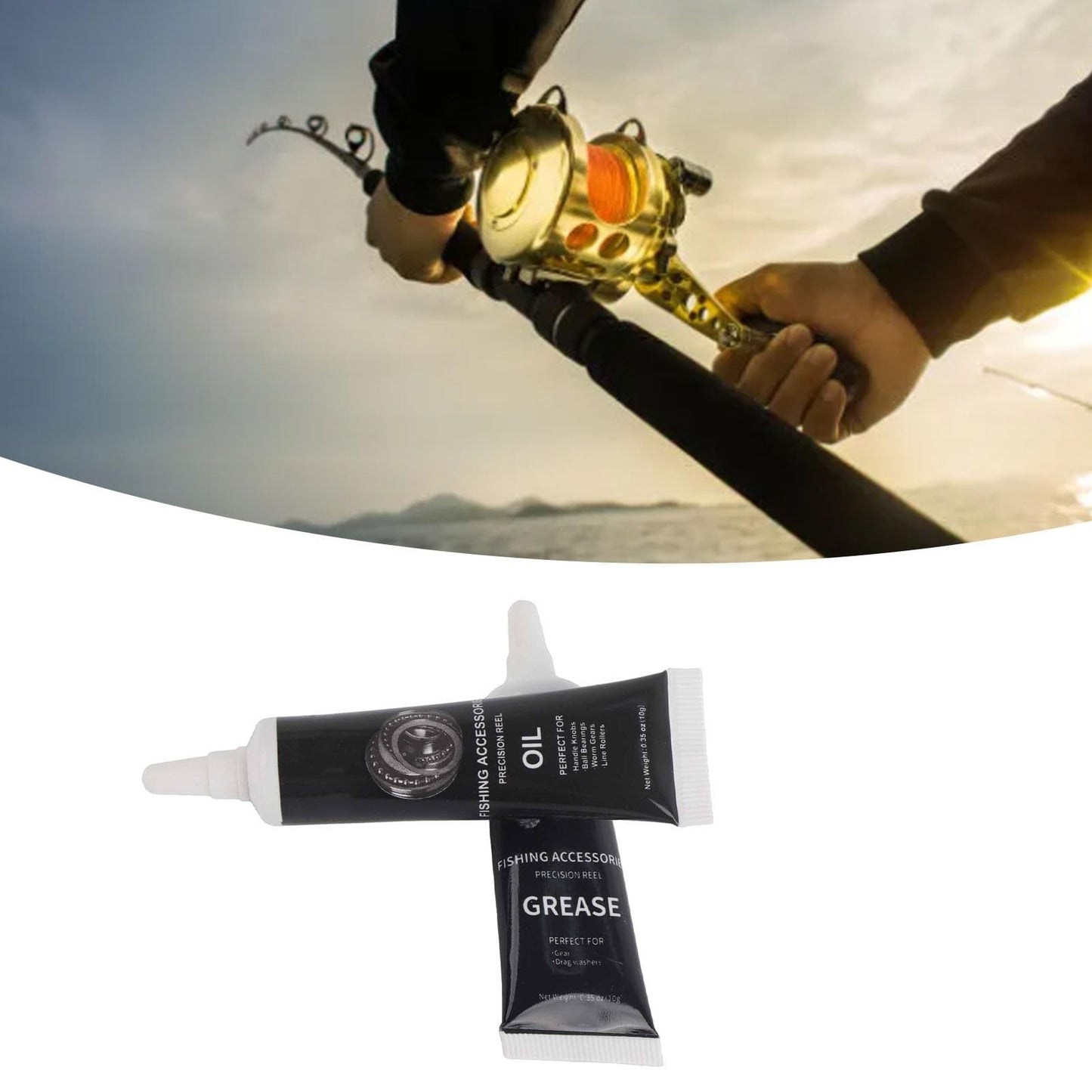 Fishing Reel Lubrication Kit, Maintenance Oil & Grease Set, Suitable for Spinning and Low - Profile Reels (Black)