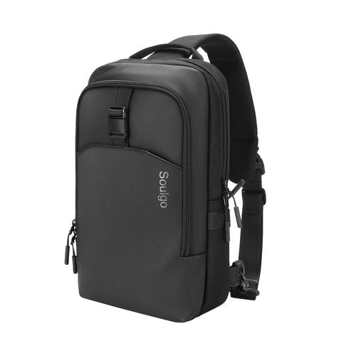 Soulgo EDC Sling Bag for Men & Women, 5.5L Water-resistant Crossbody Backpack Chest Shoulder Bag Compatible with 11 inch iPad Pro/Air, Lightweight Daypack for Daily Use-Black