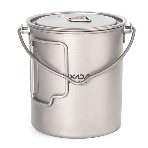 HUIOP Titanium Pot, 750ml/900ml/1100ml Ultralight Titanium Pot Water Mug Cup with Lid and Foldable Handle Outdoor Camping Cooking Picnic