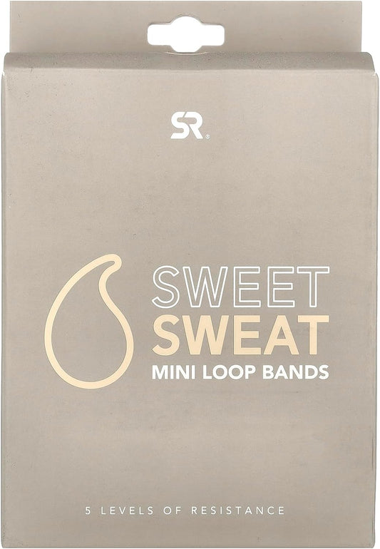 Sweet Sweat Mini Loop Resistance Bands - Set of 5 | Exercise Hip Booty Bands for Squats, Lunges, Physical Therapy, Yoga, Pilates, Rehab & Home or Gym Workouts