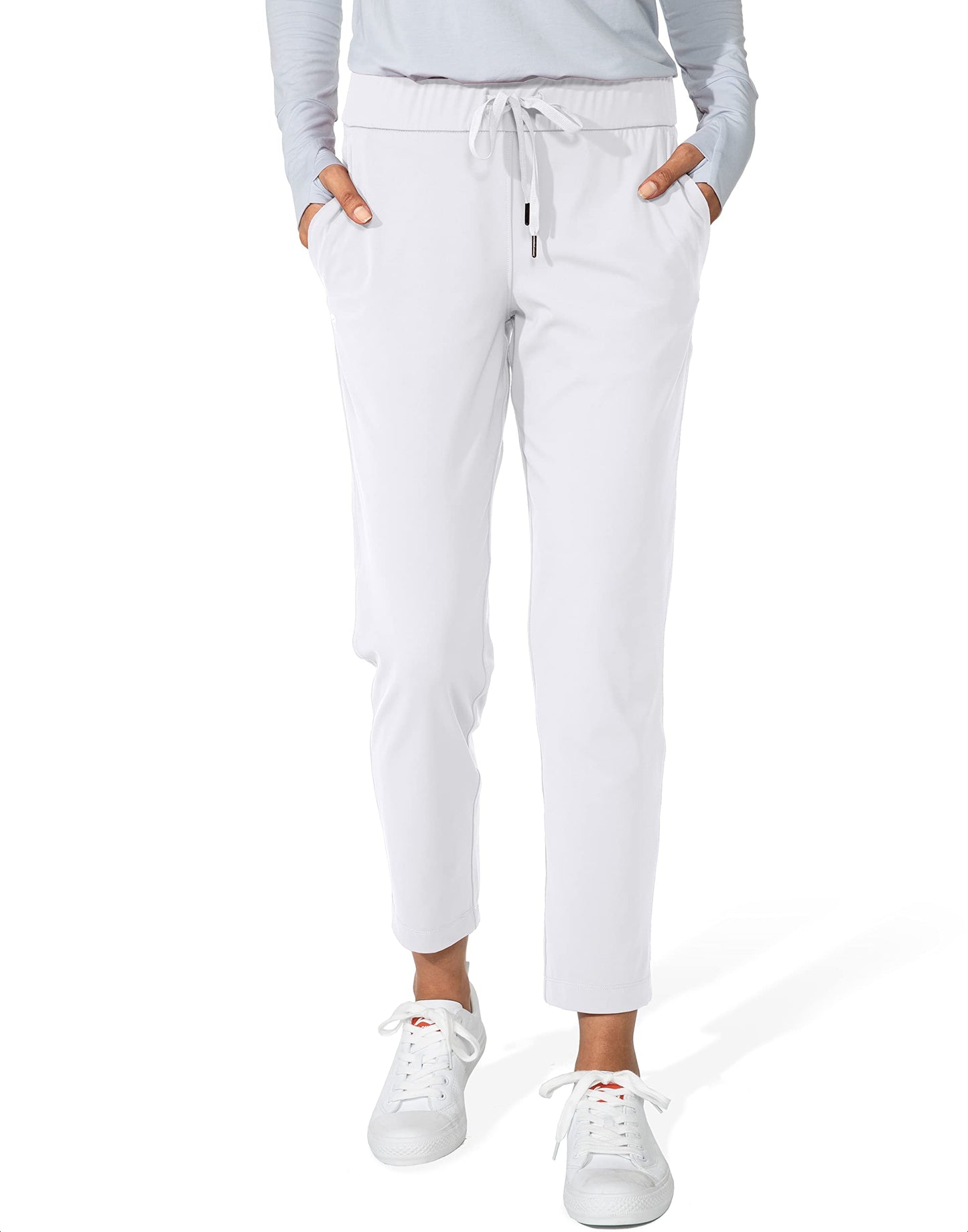 G Gradual Women's Pants with Deep Pockets 7/8 Stretch Sweatpants for Women Athletic, Golf, Lounge, Work (White, 3X-Large)