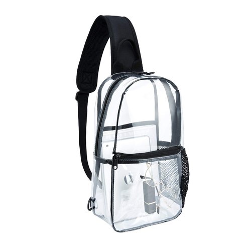 Clear Sling Bag – Transparent Crossbody Backpack, Concert Approved See Through Bag for Men with One Strap, Perfect Plastic Bag for Security Check-in