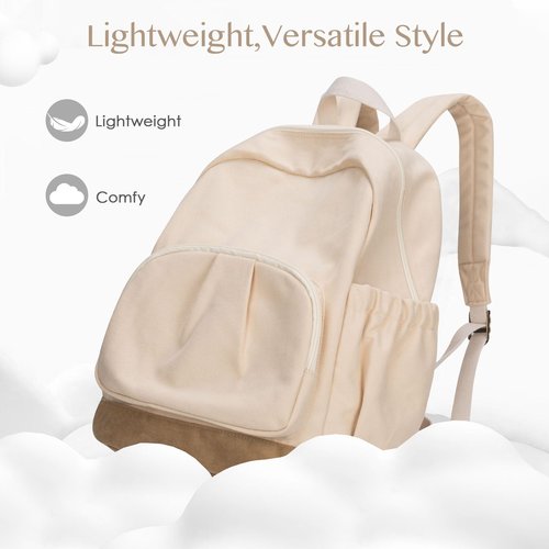 ecosmile Canvas Backpack for Women Men Lightweight Bookbag for College Aesthetic Backpack for Travel Casual Daypack
