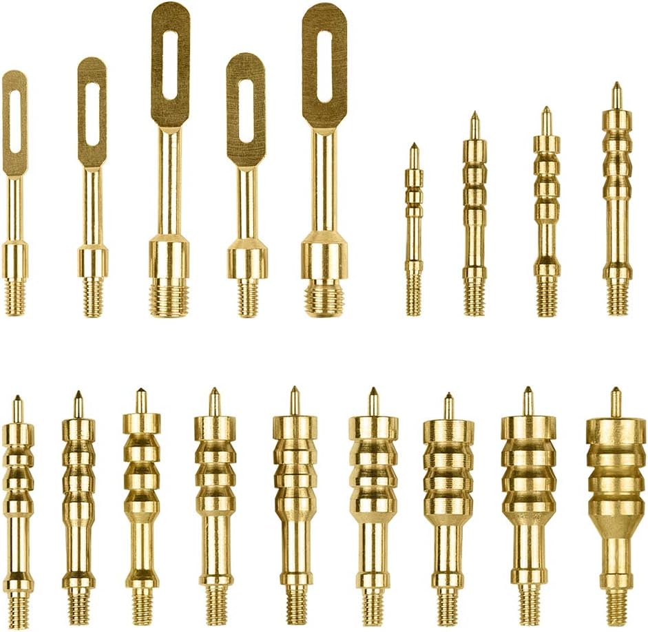 iunio Solid Brass Gun Cleaning Jag Set, Gun Cleaning Jag for Rifle Cleaning and Maintenance Solid Brass Slotted Tip with Storage Case