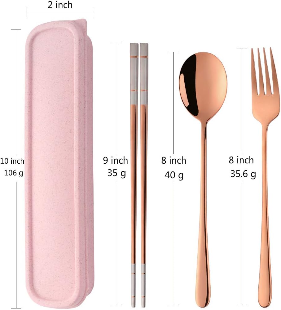 3 PCS Outdoor Flatware Set Fork Spoon Chopsticks/Travel Flatware Set with a Case