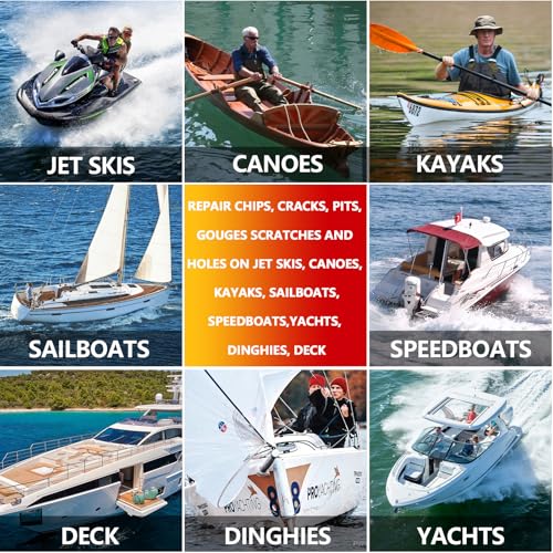 Marine Fiberglass Repair Kit for Boats with Gel Coat & Epoxy Filler - Waterproof & UV Resistant