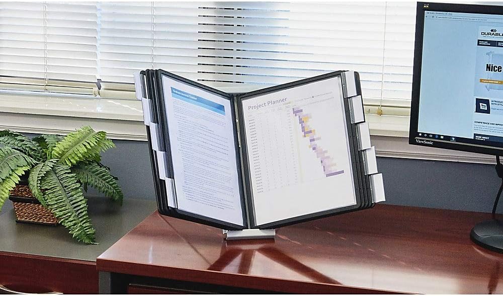 Durable InstaView 10-Section Desktop Reference System, Black