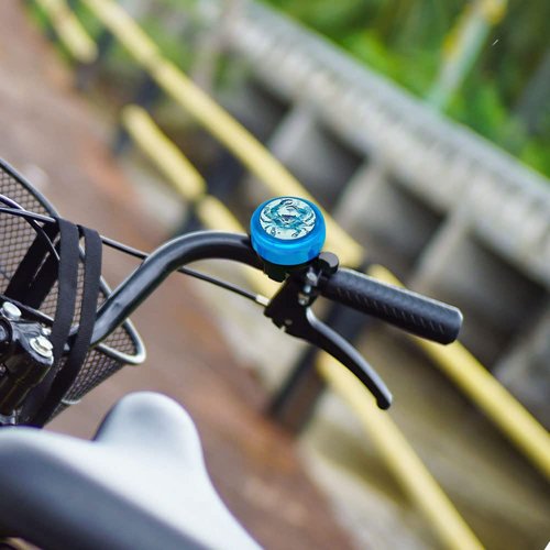 WIRESTER Blue Aluminum Round Bike Bell, Classic Ring Bicycle Bell, Bike Accessories Bell Ring for Adults Kids Girls Boys - Blue Crab Watercolor