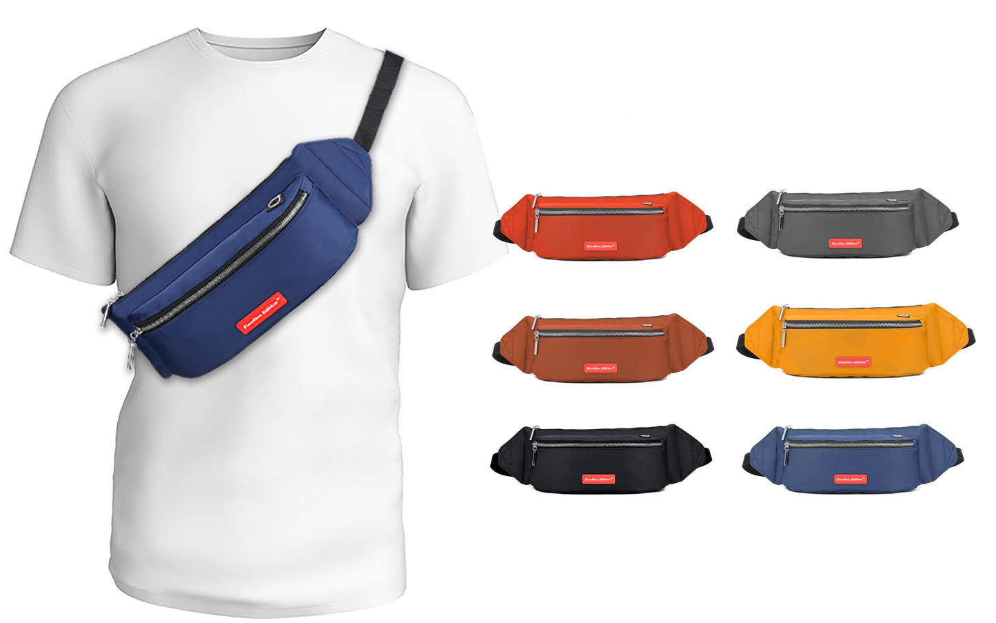 Extra-Large Crossbody Fanny Pack for Women Mens Waist Bag & Crystal Blue Belt Bags For Running Hiking Cycling and Travel