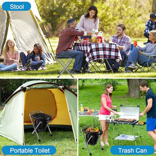 Black Portable Folding Toilet for Camping Travel Stainless Steel Lightweight