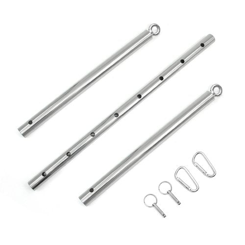 CHALETREE Pilates Expandable Workout Spreader Bar 2 Rings with Wrist Wraps, Glutes and Leg Fitness Gear (Silver)