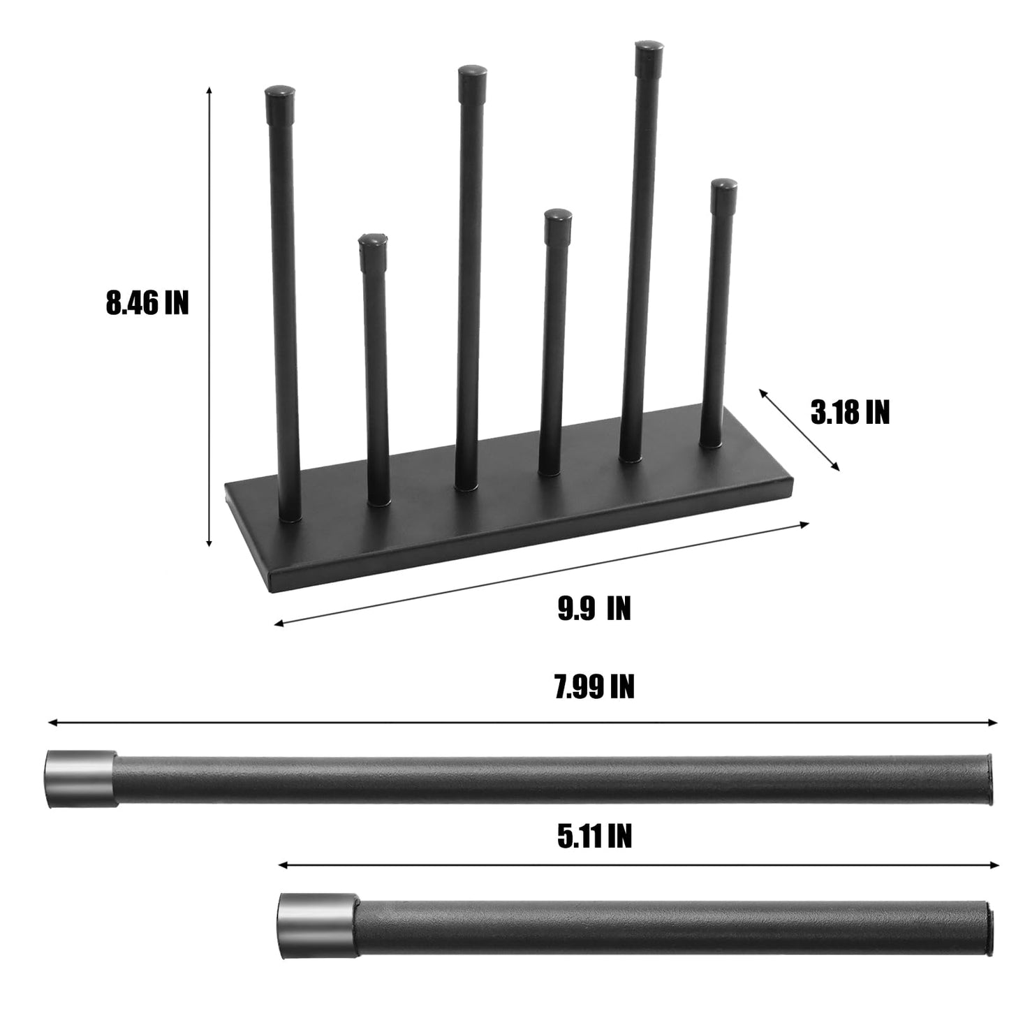 Gavinjitao Champion Ring Display Holder,Baseball Ring Holder Metal Championship Sports Jewelry Rack 6 Pillars Display Rack for Storing Baseball, Basketball, Softball Champion Souvenirs Black
