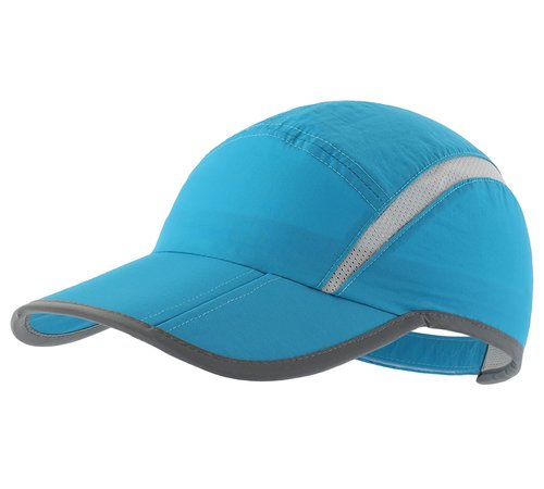 Connectyle Foldable Mesh Sports Cap with Reflective Stripe Breathable Sun Runner Cap (Lake Blue)