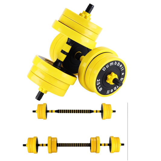 Adjustable Weights Set for Home Gym, 44 Lb 2-In-1 Adjustable Dumbbell Set with Foam Handles, Yellow