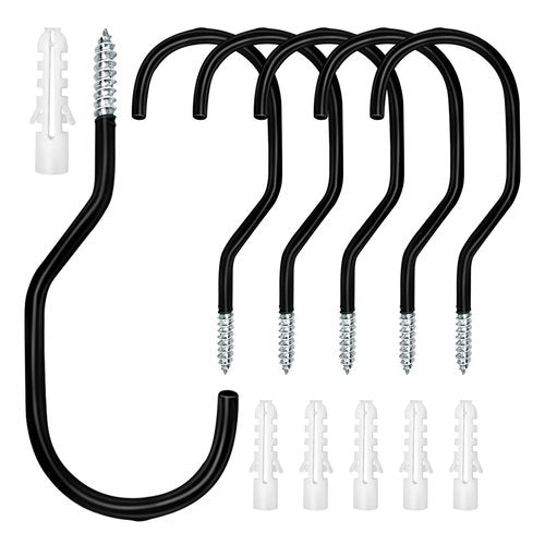 Ticway Bike Hooks Heavry Duty 6-Pack,Bicycle Storage Hanger Screw in Ceiling Hooks,Utility Hooks for Wall,Garage,Garden Organization and Storage,Fits Hanging All Bike Types,Bicycle Storage Hooks