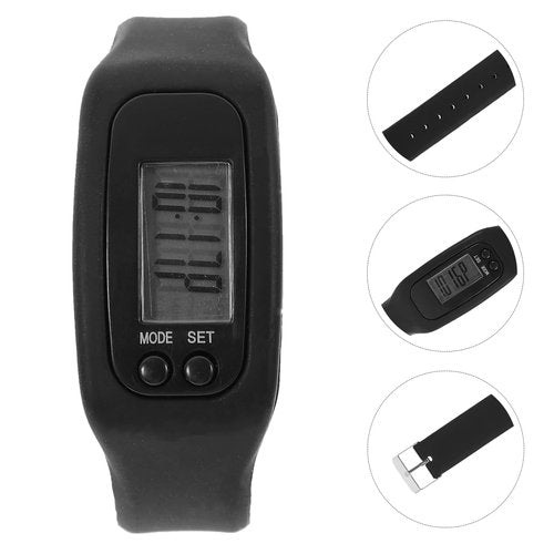 Silicone Fitness Tracker Watch: Electronic Pedometer Bracelet for Men, Women, and Kids - Ideal for Walking (Black)