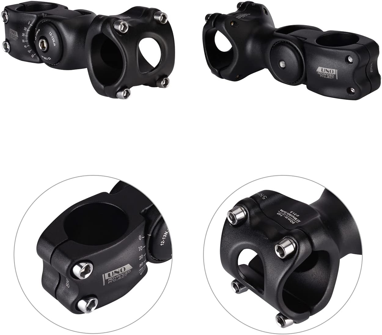 FOMTOR 31.8mm 25.4mm Adjustable Stem 90mm 110mm 0~60 Degree UNO MTB Adjustable Handlebar Stem for Most Mountain Bike Road Bike MTB