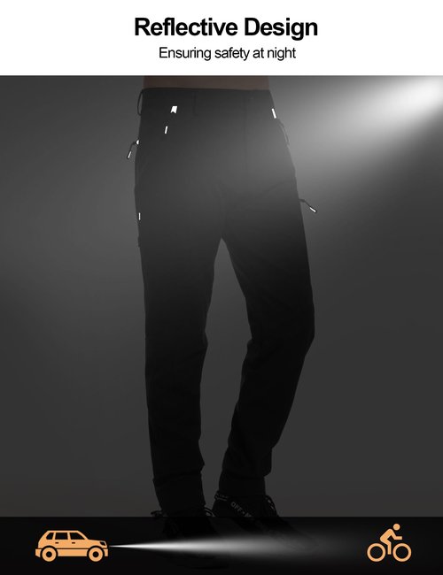 KUTOOK Winter Jogging Pants Men Wind Breaker Thermal Pants Hiking Fleece Lined Cold Weather Pantalones Térmicos para Hombre Warm Snow Sweatpants Outdoor Clothing Fishing Golf Black Green M