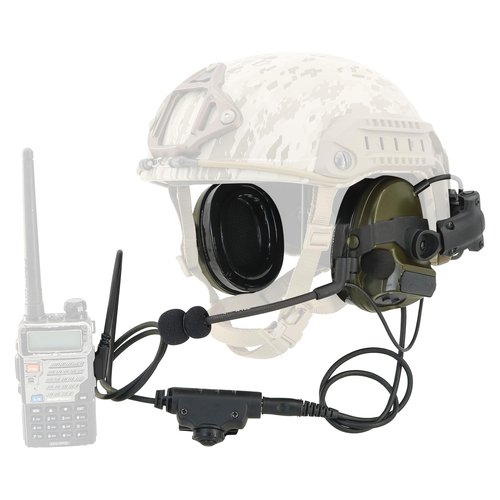 HEARFALCOM Tactical Headset COMAT III Tactical Helmet ARC Rail Adapter Non-Military Version Noise-Cooling Pick-UP Shooting Headset with V2 U94 PTT for Hunting Airgun Sports (FG)