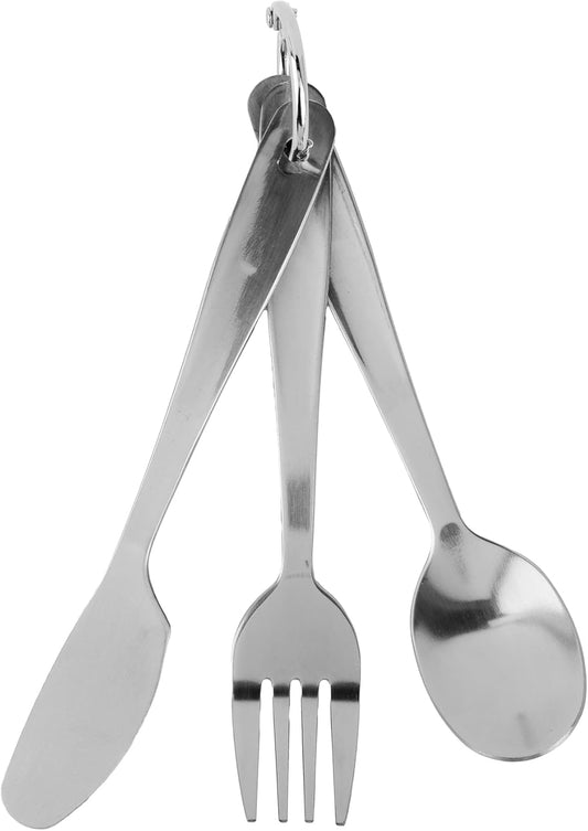 Coghlan's Stainless Steel Cutlery Set – 3-Piece Flatware with Fork, Knife, Spoon, and Convenient Storage Ring for Camping, Hiking, and Outdoor Adventures, Durable Tableware