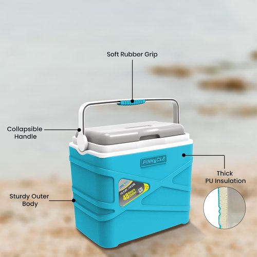 Pinnacle 10 Liter Insulated Cooler Lunch Box -Portable Camping/Picnic Hard Cooler –Coolbox Keeps Cool for 48 hrs. with Ice Retention–Heavy Duty Cooler for Beach, Grill, Travel,Tailgating,Small Blue