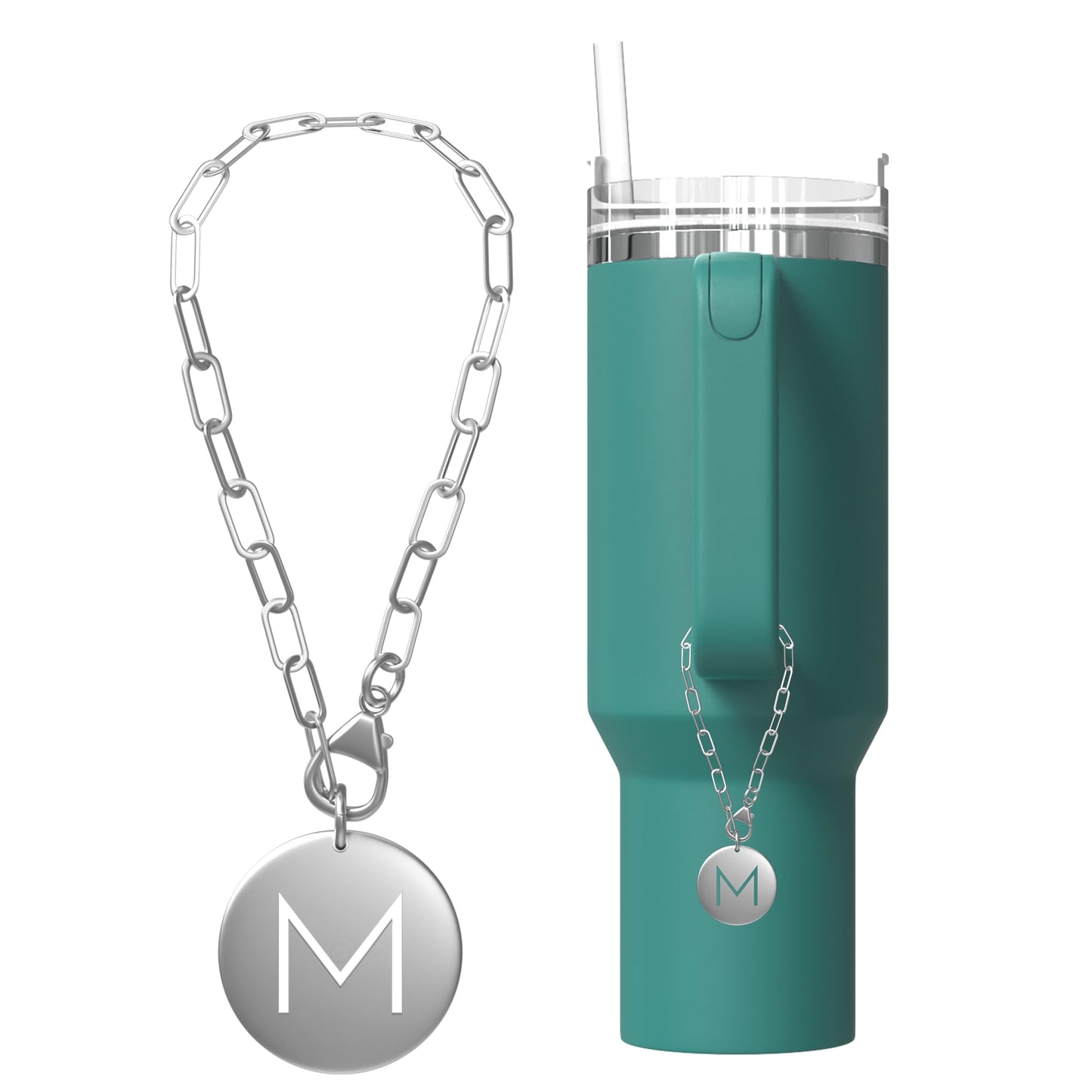 TMNOVO Stanley Accessories Charms Silver Stanley Accessories 40 oz A-Z Letter Charm for Stanley Cup Tumbler Accessories Compatible with Yeti & Hydro Flask (Initial_M)