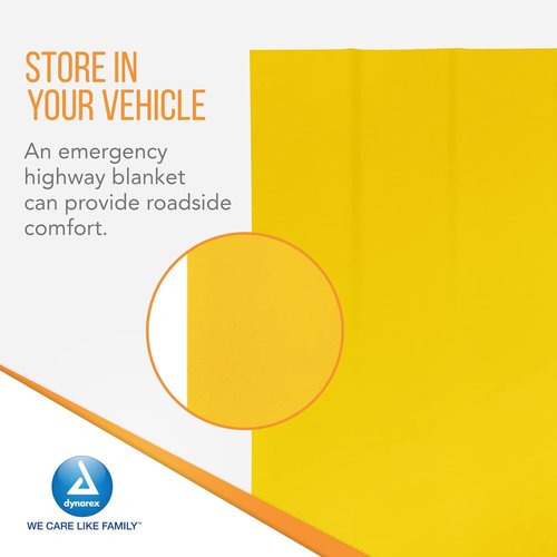 Dynarex Emergency Highway Blanket - Premium, Disposable and Water Repellent, Provides Full Coverage, Highly Visible for Safety, Yellow, 54” x 80”- 1 Case of 25 Emergency Highway Blankets