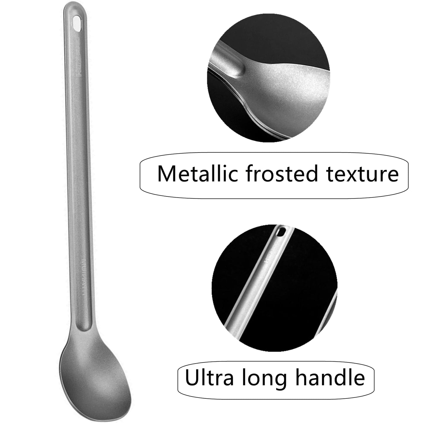 FJYXCHENXM Backpacking Stainless Steel Long-Handled Spoon with Carry Bag for Camping and Hiking, 21.8cm