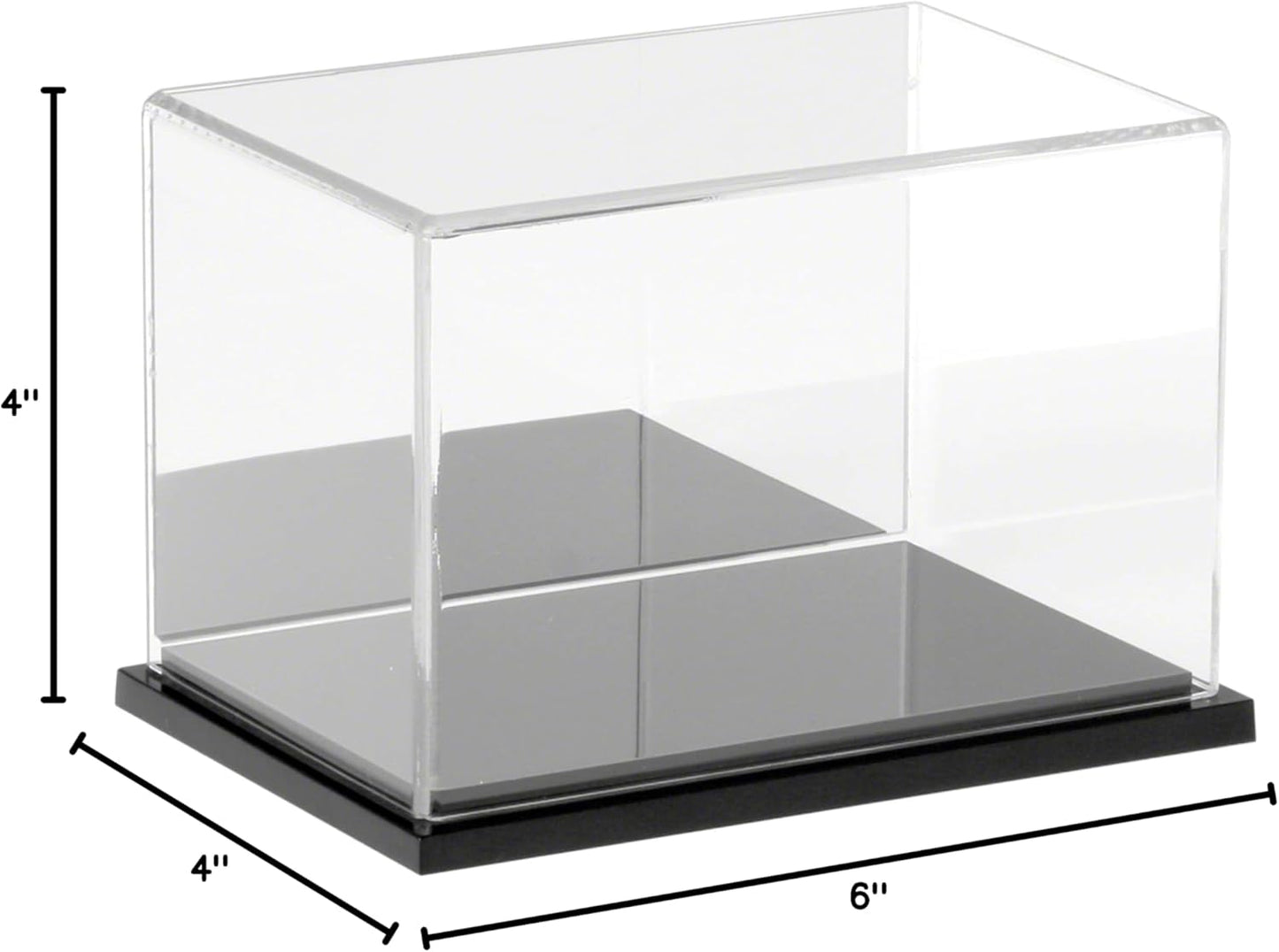 Plymor Clear Acrylic Display Case with Hardwood Base, 6" W x 4" D x 4" H
