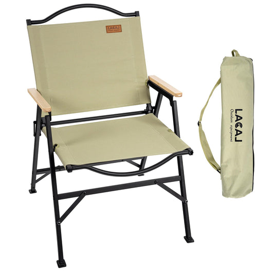 G2 GO2GETHER Folding Camping Chair for Adults Outside, Heavy Duty Aluminum Alloy Frame with Armrest, Comfortable Ripstop Oxford Cloth, Easy for Camping, Hiking, Picnic, Party(Beige L Size)