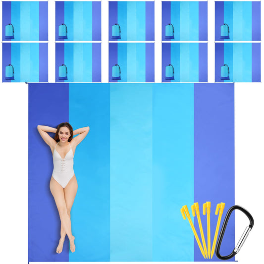 10 Pack Beach Blankets Sandproof 78 x 82 Inch Bulk Large Waterproof Beach Mat for 1-6 Adults Oversized Sand Free Beach Blanket with Stakes Climbing Hook Storage Bags for Travel Camping Picnic Hiking